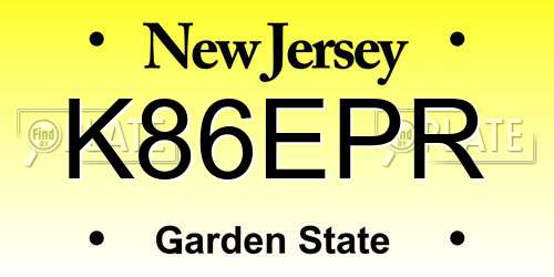K86EPR New Jersey License Plate