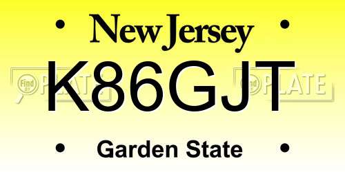 K86GJT New Jersey License Plate