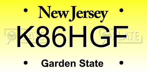 K86HGF New Jersey License Plate