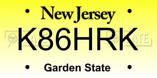 K86HRK New Jersey License Plate