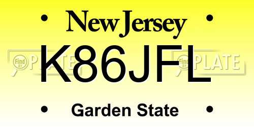 K86JFL New Jersey License Plate