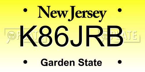 K86JRB New Jersey License Plate