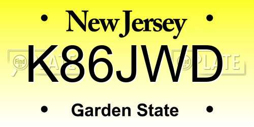 K86JWD New Jersey License Plate
