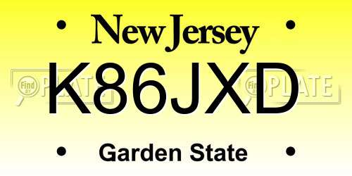 K86JXD New Jersey License Plate