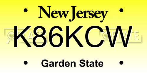 K86KCW New Jersey License Plate