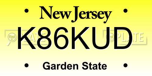 K86KUD New Jersey License Plate