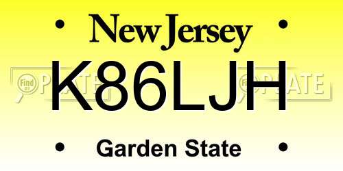 K86LJH New Jersey License Plate