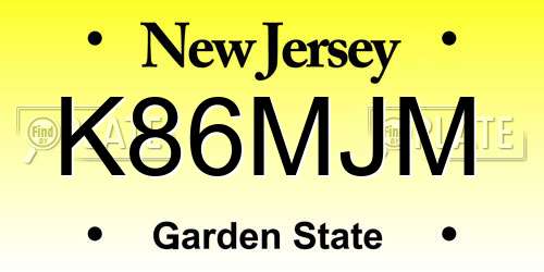 K86MJM New Jersey License Plate