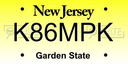 K86MPK New Jersey License Plate