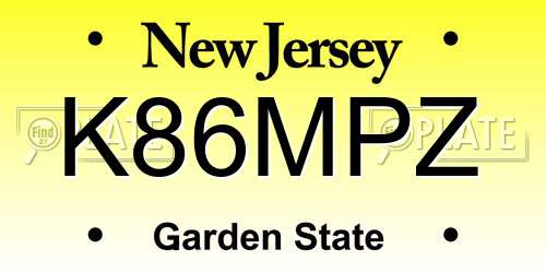 K86MPZ New Jersey License Plate