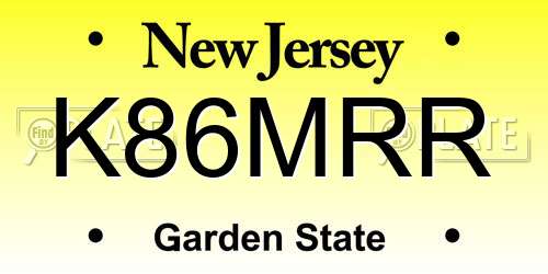 K86MRR New Jersey License Plate