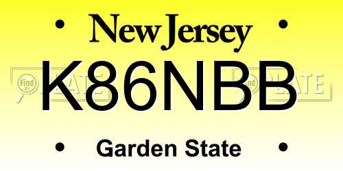 K86NBB New Jersey License Plate