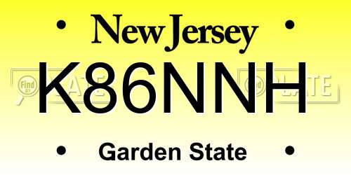 K86NNH New Jersey License Plate