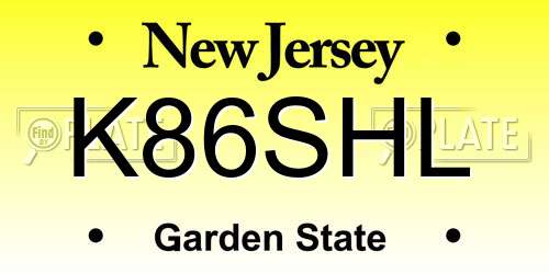 K86SHL New Jersey License Plate