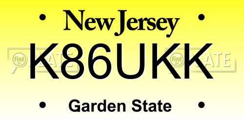 K86UKK New Jersey License Plate