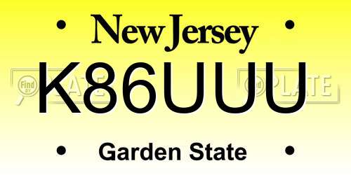 K86UUU New Jersey License Plate