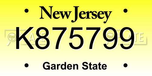 K875799 New Jersey License Plate