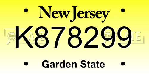 K878299 New Jersey License Plate