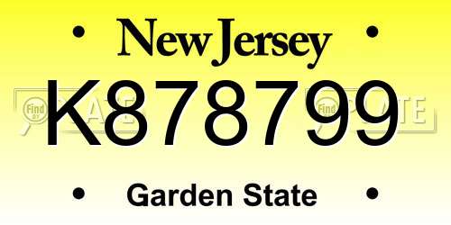 K878799 New Jersey License Plate