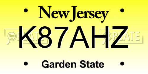K87AHZ New Jersey License Plate