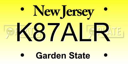 K87ALR New Jersey License Plate