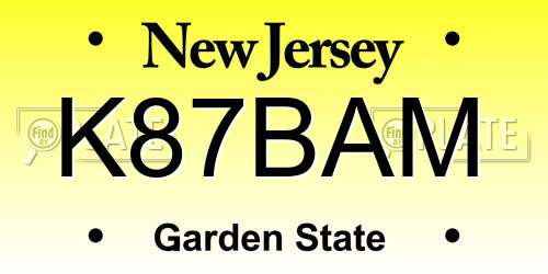 K87BAM New Jersey License Plate