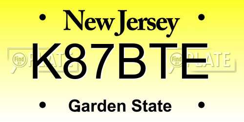 K87BTE New Jersey License Plate