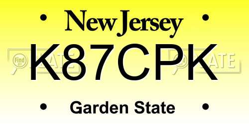 K87CPK New Jersey License Plate