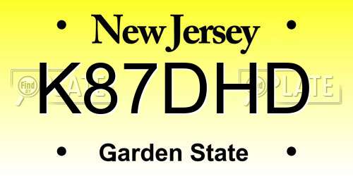 K87DHD New Jersey License Plate