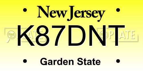 K87DNT New Jersey License Plate