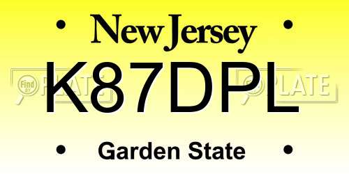 K87DPL New Jersey License Plate