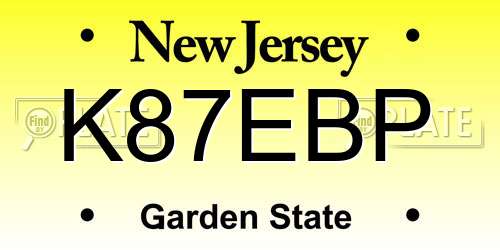 K87EBP New Jersey License Plate