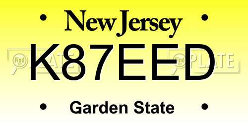 K87EED New Jersey License Plate
