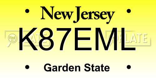K87EML New Jersey License Plate