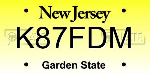 K87FDM New Jersey License Plate