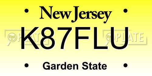 K87FLU New Jersey License Plate