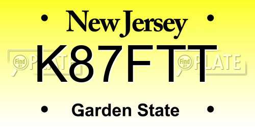 K87FTT New Jersey License Plate
