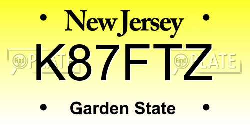 K87FTZ New Jersey License Plate