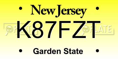 K87FZT New Jersey License Plate