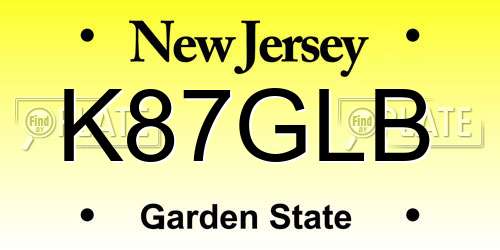 K87GLB New Jersey License Plate