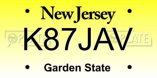 K87JAV New Jersey License Plate