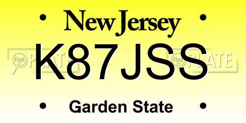 K87JSS New Jersey License Plate