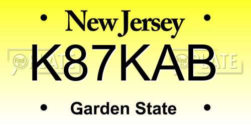 K87KAB New Jersey License Plate
