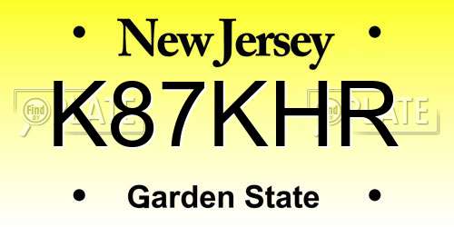 K87KHR New Jersey License Plate