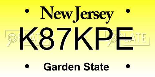 K87KPE New Jersey License Plate