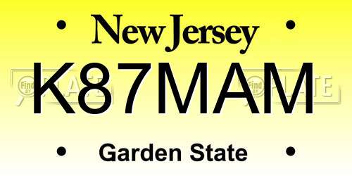 K87MAM New Jersey License Plate