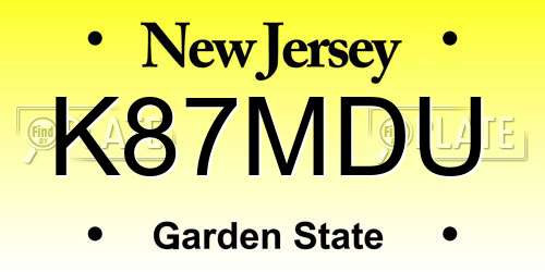 K87MDU New Jersey License Plate