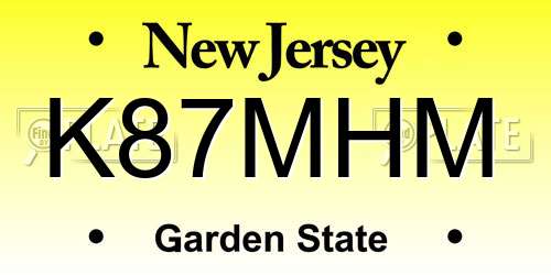 K87MHM New Jersey License Plate