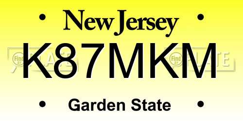 K87MKM New Jersey License Plate