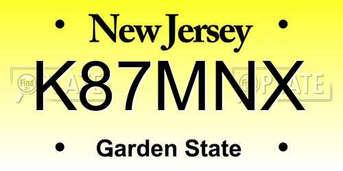K87MNX New Jersey License Plate